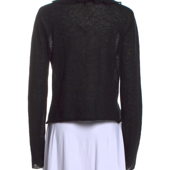 Sarah Pacini L black sweater royal alpaca nylon blend designer ruffled soft - Picture 11 of 11